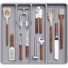 imageLifewit Utensil Drawer Organizer Expendable Cooking Silverware Tray for Kitchen Drawer Adjustable Cutlery Flatware Holder Plastic Spatula Tools and Gadgets Storage Divider 4 Compartments BlackGray