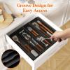 imageLifewit Utensil Drawer Organizer Expendable Cooking Silverware Tray for Kitchen Drawer Adjustable Cutlery Flatware Holder Plastic Spatula Tools and Gadgets Storage Divider 4 Compartments BlackBlack