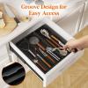 imageLifewit Utensil Drawer Organizer Expendable Cooking Silverware Tray for Kitchen Drawer Adjustable Cutlery Flatware Holder Plastic Spatula Tools and Gadgets Storage Divider 4 Compartments BlackBlack