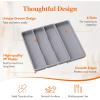 imageLifewit Utensil Drawer Organizer Expendable Cooking Silverware Tray for Kitchen Drawer Adjustable Cutlery Flatware Holder Plastic Spatula Tools and Gadgets Storage Divider 4 Compartments BlackGray