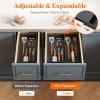 imageLifewit Utensil Drawer Organizer Expendable Cooking Silverware Tray for Kitchen Drawer Adjustable Cutlery Flatware Holder Plastic Spatula Tools and Gadgets Storage Divider 4 Compartments BlackBlack