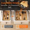 imageLifewit Utensil Organizer for Kitchen Drawer Bamboo Cooking Utensil Tray Expandable Cutlery Silverware Flatware Holder Adjustable Spatula Tools Gadgets Storage Divider Large Natural and BlackNatural