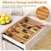 imageLifewit Utensil Organizer for Kitchen Drawer Bamboo Cooking Utensil Tray Expandable Cutlery Silverware Flatware Holder Adjustable Spatula Tools Gadgets Storage Divider Large Natural and BlackNatural