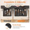 imageLifewit Utensil Organizer for Kitchen Drawer Bamboo Cooking Utensil Tray Expandable Cutlery Silverware Flatware Holder Adjustable Spatula Tools Gadgets Storage Divider Large Natural and BlackBlack