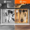 imageLifewit Utensil Organizer for Kitchen Drawer Bamboo Cooking Utensil Tray Expandable Cutlery Silverware Flatware Holder Adjustable Spatula Tools Gadgets Storage Divider Large Natural and BlackNatural