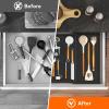 imageLifewit Utensil Organizer for Kitchen Drawer Bamboo Cooking Utensil Tray Expandable Cutlery Silverware Flatware Holder Adjustable Spatula Tools Gadgets Storage Divider Large Natural and BlackBlack