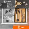 imageLifewit Utensil Organizer for Kitchen Drawer Bamboo Cooking Utensil Tray Expandable Cutlery Silverware Flatware Holder Adjustable Spatula Tools Gadgets Storage Divider Large Natural and BlackNatural