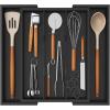 imageLifewit Utensil Organizer for Kitchen Drawer Bamboo Cooking Utensil Tray Expandable Cutlery Silverware Flatware Holder Adjustable Spatula Tools Gadgets Storage Divider Large Natural and BlackBlack