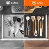 imageLifewit Utensil Organizer for Kitchen Drawer Bamboo Cooking Utensil Tray Expandable Cutlery Silverware Flatware Holder Adjustable Spatula Tools Gadgets Storage Divider Large Natural and BlackBlack
