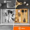 imageLifewit Utensil Organizer for Kitchen Drawer Bamboo Cooking Utensil Tray Expandable Cutlery Silverware Flatware Holder Adjustable Spatula Tools Gadgets Storage Divider Large Natural and BlackNatural