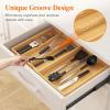 imageLifewit Utensil Organizer for Kitchen Drawer Bamboo Cooking Utensil Tray Expandable Cutlery Silverware Flatware Holder Adjustable Spatula Tools Gadgets Storage Divider Large Natural and BlackNatural