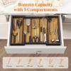 imageLifewit Utensil Organizer for Kitchen Drawer Bamboo Cooking Utensil Tray Expandable Cutlery Silverware Flatware Holder Adjustable Spatula Tools Gadgets Storage Divider Large Natural and BlackNatural  Black