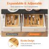 imageLifewit Utensil Organizer for Kitchen Drawer Bamboo Cooking Utensil Tray Expandable Cutlery Silverware Flatware Holder Adjustable Spatula Tools Gadgets Storage Divider Large Natural and BlackNatural