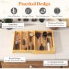 imageLifewit Utensil Organizer for Kitchen Drawer Bamboo Cooking Utensil Tray Expandable Cutlery Silverware Flatware Holder Adjustable Spatula Tools Gadgets Storage Divider Large Natural and BlackNatural