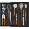 imageLifewit Utensil Organizer for Kitchen Drawer Bamboo Cooking Utensil Tray Expandable Cutlery Silverware Flatware Holder Adjustable Spatula Tools Gadgets Storage Divider Large Natural and BlackBlack