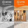 imageLifewit Utensil Organizer for Kitchen Drawer Bamboo Cooking Utensil Tray Expandable Cutlery Silverware Flatware Holder Adjustable Spatula Tools Gadgets Storage Divider Large Natural and BlackNatural