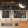 imageLifewit Utensil Organizer for Kitchen Drawer Bamboo Cooking Utensil Tray Expandable Cutlery Silverware Flatware Holder Adjustable Spatula Tools Gadgets Storage Divider Large Natural and BlackBlack