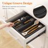 imageLifewit Utensil Organizer for Kitchen Drawer Bamboo Cooking Utensil Tray Expandable Cutlery Silverware Flatware Holder Adjustable Spatula Tools Gadgets Storage Divider Large Natural and BlackBlack