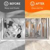 imageLifewit Utensil Organizer for Kitchen Drawer Bamboo Cooking Utensil Tray Expandable Cutlery Silverware Flatware Holder Adjustable Spatula Tools Gadgets Storage Divider Large Natural and BlackWhite