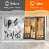 imageLifewit Utensil Organizer for Kitchen Drawer Bamboo Cooking Utensil Tray Expandable Cutlery Silverware Flatware Holder Adjustable Spatula Tools Gadgets Storage Divider Large Natural and BlackNatural  Black