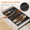 imageLifewit Utensil Organizer for Kitchen Drawer Bamboo Cooking Utensil Tray Expandable Cutlery Silverware Flatware Holder Adjustable Spatula Tools Gadgets Storage Divider Large Natural and BlackBlack