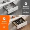 imageLifewit Utensil Organizer for Kitchen Drawers Expandable Cooking Utensil Tray Adjustable Cutlery Silverware Flatware Holder Plastic Kitchen Spatula Tools and Gadgets Storage Divider Large BlackBlack