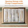 imageLifewit Utensil Organizer for Kitchen Drawers Expandable Cooking Utensil Tray Adjustable Cutlery Silverware Flatware Holder Plastic Kitchen Spatula Tools and Gadgets Storage Divider Large BlackWhite