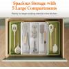 imageLifewit Utensil Organizer for Kitchen Drawers Expandable Cooking Utensil Tray Adjustable Cutlery Silverware Flatware Holder Plastic Kitchen Spatula Tools and Gadgets Storage Divider Large BlackGreenWhite
