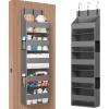 imageLifewit 1 Pack Over the Door Organizer 5 Shelf Clear Window Hanging Storage with 4 Mesh Side Pockets Anti Tilt 40 lbs Load Behind Door for Pantry Nursery Bathroom Bedroom Kitchen Dorm GreyGray