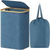 imageLifewit 100L Laundry Basket with Lid Clothes Hampers for Laundry with Bamboo Handles and A Removable Bag Large Foldable Laundry Hamper for Bedroom Bathroom Dorm Laundry Room GrayDark Blue