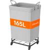imageLifewit 165L Laundry Basket with Wheels Large Heavy Duty Commercial Rolling Laundry Hamper with Handles Tall Steel Frame Laundry Cart for Laundry Room Bedroom Hotel Home Dorm WhiteSliver Gray