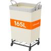 imageLifewit 165L Laundry Basket with Wheels Large Heavy Duty Commercial Rolling Laundry Hamper with Handles Tall Steel Frame Laundry Cart for Laundry Room Bedroom Hotel Home Dorm WhiteWhite