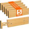 imageLifewit 5 Pack Drawer Dividers Bamboo 4quot High 1217quot Adjustable Drawer Organizers for Clothes Expandable Dresser Separators in BedroomBathroomKitchenFridgeOffice Organization and Storage5