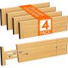 imageLifewit 5 Pack Drawer Dividers Bamboo 4quot High 1217quot Adjustable Drawer Organizers for Clothes Expandable Dresser Separators in BedroomBathroomKitchenFridgeOffice Organization and Storage4
