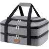 imageLifewit Double Decker Casserole Carrier for Hot and Cold Food Insulated Casserole Dish Carrier Carrying Case with Tool Room Thermal Bag for Potluck Parties Cookouts Fits 9quot13quot Baking Dish GrayGray