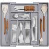 imageLifewit Expandable Silverware Drawer Organizer 224 x 167 x 2 inches Adjustable Utensil Cutlery Tray for kitchen Plastic Flatware Spoon Fork Knives Holder Storage Divider1 Pack GrayGray