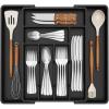 imageLifewit Expandable Silverware Drawer Organizer 224 x 167 x 2 inches Adjustable Utensil Cutlery Tray for kitchen Plastic Flatware Spoon Fork Knives Holder Storage Divider1 Pack GrayBlack