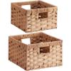 imageLifewit Handwoven PP Wicker Storage Basket Waterproof Imitation Rattan Basket with Builtin Handles Rectangle Baskets for Organizing Shelves Pantry Burlywood 2Pack LargeMediumBurlywood