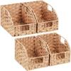 imageLifewit Handwoven PP Wicker Storage Basket Waterproof Imitation Rattan Basket with Builtin Handles Trapezoid Baskets for Organizing Shelves Pantry Burlywood 4PackBurlywood