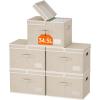 imageLifewit Large Clothes Storage Bins with Lids Fabric Foldable Storage Boxes with Handles Decorative Closet Organizer Stackable Cube Baskets Container for Bedroom Office 2 Packs 345L Beige5