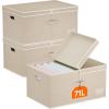 imageLifewit Large Clothes Storage Bins with Lids Fabric Foldable Storage Boxes with Handles Decorative Closet Organizer Stackable Cube Baskets Container for Bedroom Office 2 Packs 345L Beige3