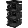 imageLifewit Plastic Stackable Storage Baskets 4 Tier Stacking Bins 138quotD x 118quotW x 283quotH Large Capacity MultiFunctional Containers Shelves for Pantry Playroom Kitchen and Bedroom 1 Pack WhiteBlack