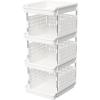 imageLifewit Plastic Stackable Storage Baskets 4 Tier Stacking Bins 138quotD x 118quotW x 283quotH Large Capacity MultiFunctional Containers Shelves for Pantry Playroom Kitchen and Bedroom 1 Pack WhiteWhite