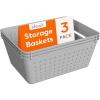 imageLifewit Plastic Storage Basket 7 Pack Stackable Storage Bins for Organizing Multi Size Open Containers for Shelving Pantry Office and Cabinet 5 Large and 2 Small Size BlackGray