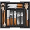 imageLifewit Silverware Drawer Organizer Expandable Utensil Tray for Kitchen Bamboo Flatware and Cutlery Holder Wood Adjustable Storage for Spoons Forks Knives Large NaturalBlack