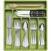 imageLifewit Silverware Drawer Organizer Tray Plastic Cutlery Storage for Kitchen Drawer Flatware and Utensil Holder Divider for Spoons Forks Knives Tableware 5 Compartment BlackGreen
