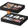 imageLifewit Under Bed Shoe Storage Organizer Set of 2 43 Inches Tall Low Profile Fabric Shoes Container Box with Clear Cover Foldable Storage Bag with 2 Handles Total Fits 24 Pairs of Shoes GreyBlack