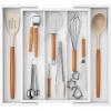 imageLifewit Utensil Organizer for Kitchen Drawer Bamboo Cooking Utensil Tray Expandable Cutlery Silverware Flatware Holder Adjustable Spatula Tools Gadgets Storage Divider Large Natural and BlackWhite