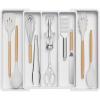 imageLifewit Utensil Organizer for Kitchen Drawers Expandable Cooking Utensil Tray Adjustable Cutlery Silverware Flatware Holder Plastic Kitchen Spatula Tools and Gadgets Storage Divider Large BlackWhite