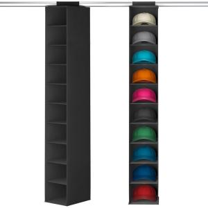 imageLifewit 10 Compartments Hat Organizer for Baseball Caps 1 Pack Hat Rack Hanging Storage organizer NonWoven Fabric Display Shelf Holds Up to 40 Hats Cap Holder Hanger for Closet Bedroom GreyBlack